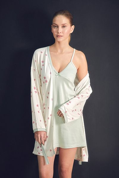 Fulla Moda Σετ νυχτικών 2 τεμαχίων με λουλούδια