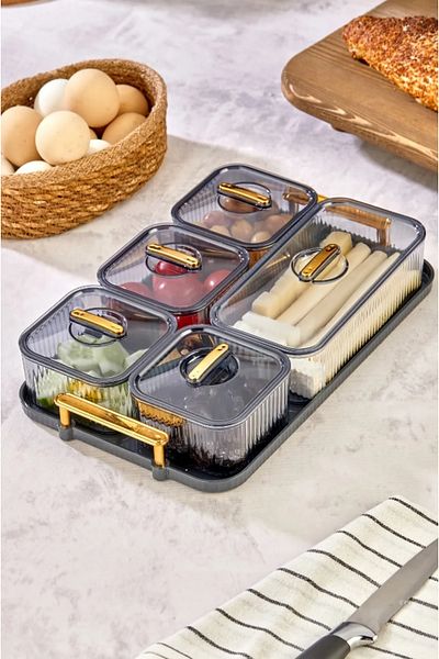 DEPOKON Antacid Gold 5-Piece Breakfast Set for 6 People