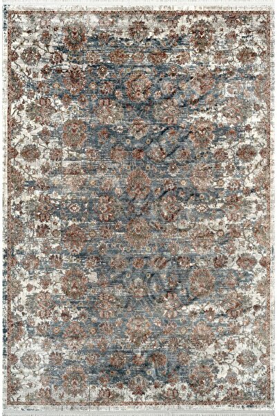 Royal Halı Royal Halı Diva DZ04B Mavi Multi Viskon Akrilik Yumuşak Dokulu Ota...