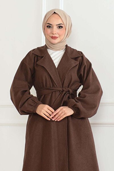 SGS Καφέ Παλτό Κασέ - διπλό πέτο Κολάρο