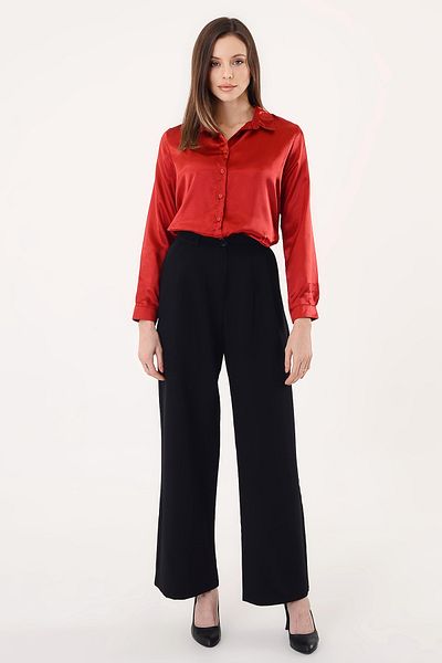 Hazel Women's Light Draped Red Satin Shirt
