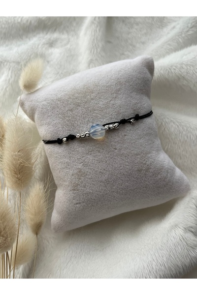 PelvedDesign حجر أوبال غير متبلور - سوار من حبل دوريكا الفضي مع خلخال