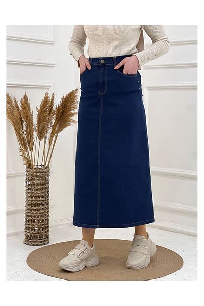 VELLICHOR Fusta din denim din material natural Star Rivet