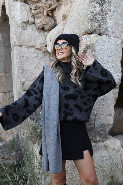 bytugcekaya Pulover pe jumătate pescar de mărime standard negru antracit
