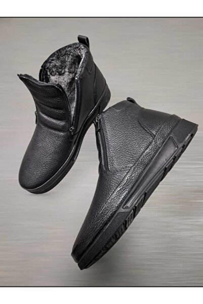 capel hor-se Ανδρικά μποτάκια Dad Komfort Sheepskin ανάγλυφα μαύρα
