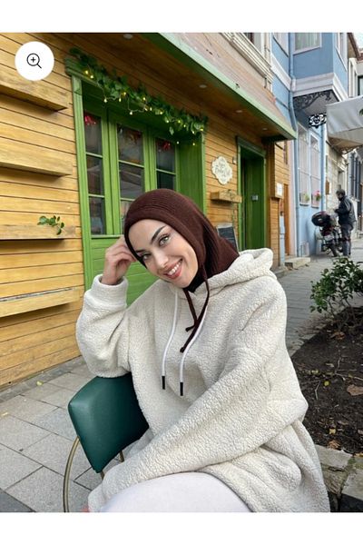 Blotch Bitter Coffee Color Different Style Plug-In Knitwear Drawstring Balaklava Modern and Stylish Hijab Beanie