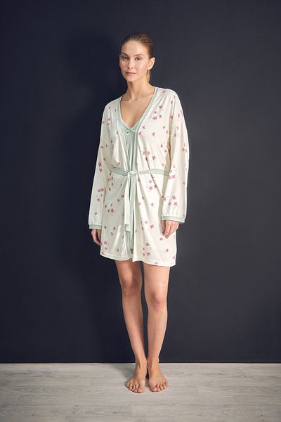 Fulla Moda Σετ νυχτικών 2 τεμαχίων με λουλούδια