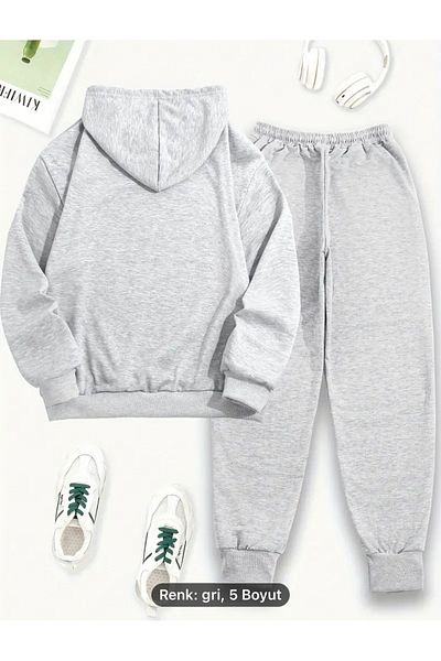 NEW TRENDY COLLECTİON New York Letter Print Two-Piece Set, Comfortable Long Sleeve Hoodie & Lace-Up Sweatpants Outfits