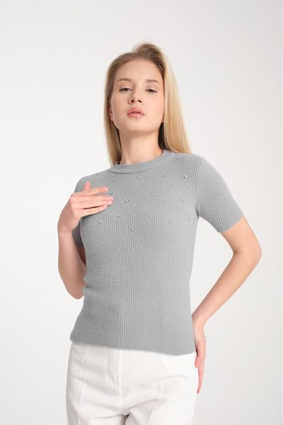 Su Moda Pulover de tricotaj pentru femei de Anul Nou - decolteu, detaliu de piatră, lycra