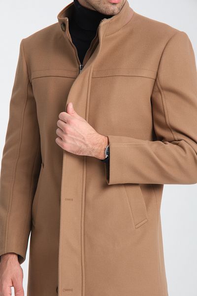 Frappoli Ανδρικό παλτό Cashmere - Όρθιος γιακάς, Φερμουάρ, Κανονική εφαρμογή