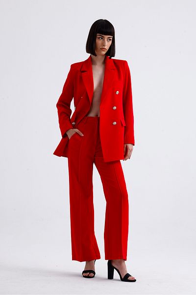 Sense Women's Suit Jacket and Pants |   Tk34239 Red