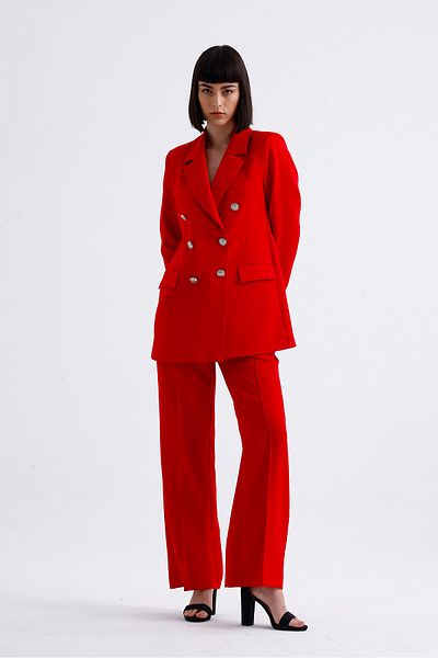 Sense Women's Suit Jacket and Pants |   Tk34239 Red