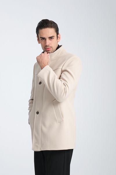 Frappoli Ανδρικό παλτό Cashmere - Όρθιος γιακάς, Φερμουάρ, Κανονική εφαρμογή