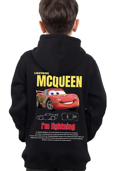 Uniquetex Детски суитшърт McQueen с качулка и принт с кола