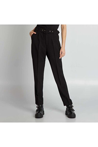 KIABI Flowing carrot trousers black