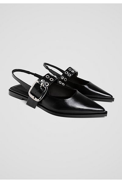 Stradivarius Women's Black Metal Buckle Detailed Loafers 19105570