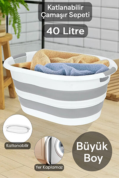 Meleni Home Mega Boy Katlanabilir Silikon Çamaşır Sepeti Büyük Boy - Vip Akordiyon Sepet