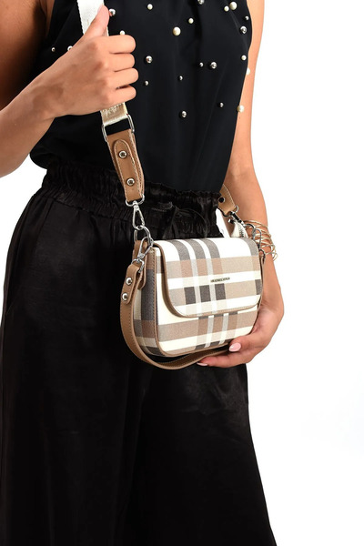 Just Polo Yeni Sezon Ekose Desen Baget Kadın Çanta 24x13 RC9009