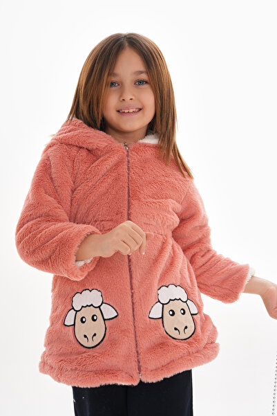 ROBA KIDS Palton brodat de pluș pentru fete cu glugă - RB-709