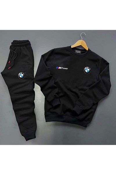 Minikelya New Season Bmw I'm Power Printed Cotton Crew Neck Sweatpants Set