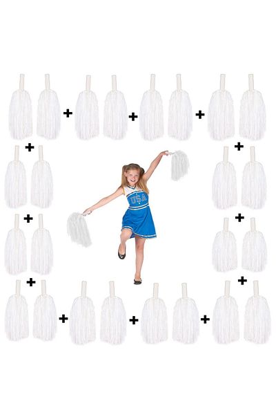 Neiçin White Pompom Performance Costume Set - 12 Pairs 24Pcs