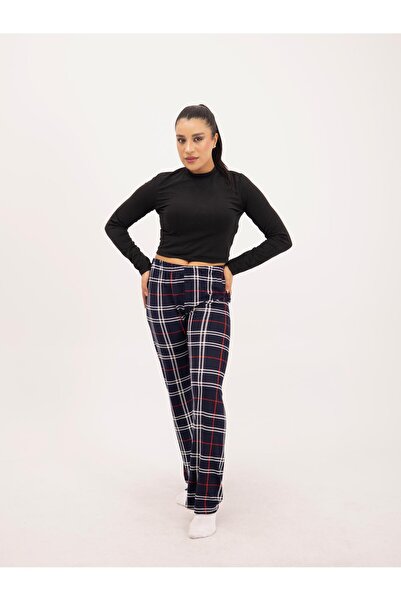 İng drop Ekose Kareli Yılbaşı Pijama Altı  Uisex Micro Pamuk