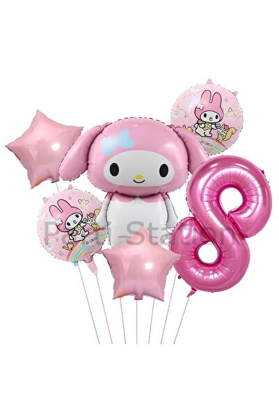 Parti Station Sanrio Kuromi MyMelody 8 Yaş Balon Set Anime Hello Kitty Kuromi...