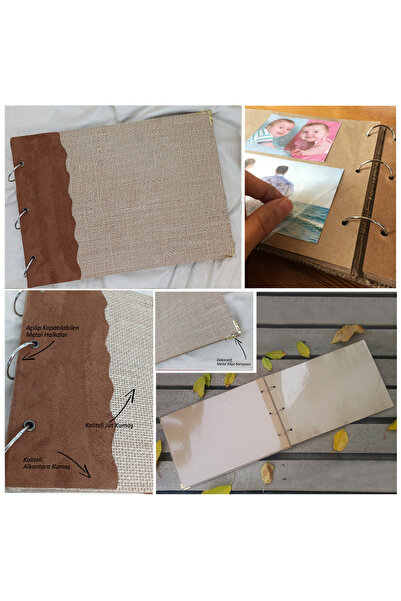 FIXALL ADHESIVE PRODUCTS Yapışkanlı Fotoğraf Albümü Jüt Alkantara Kapaklı Nos...