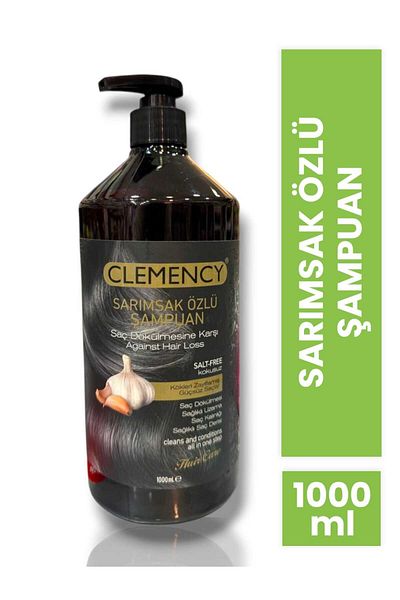 Clemency شامبو مضاد لتساقط الشعر بخلاصة الثوم بدون ملح 1000 مل - قوة طبيعية، شعر صحي!