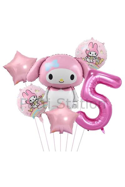 Parti Station Sanrio Kuromi MyMelody 5 Yaş Balon Set Anime Hello Kitty Kuromi...