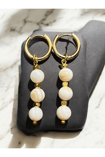 AURA GARDEN Mother of Pearl Steel Earrings