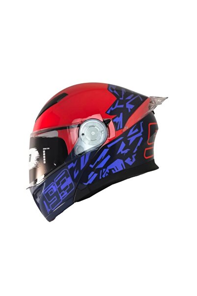 Free-M 965 93 MAVİ-KIRMIZI ÇENE AÇILIR KASK