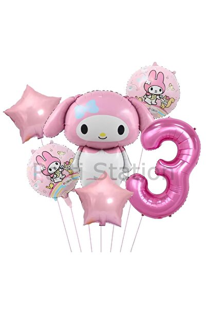 Parti Station Sanrio Kuromi MyMelody 3 Yaş Balon Set Anime Hello Kitty Kuromi...