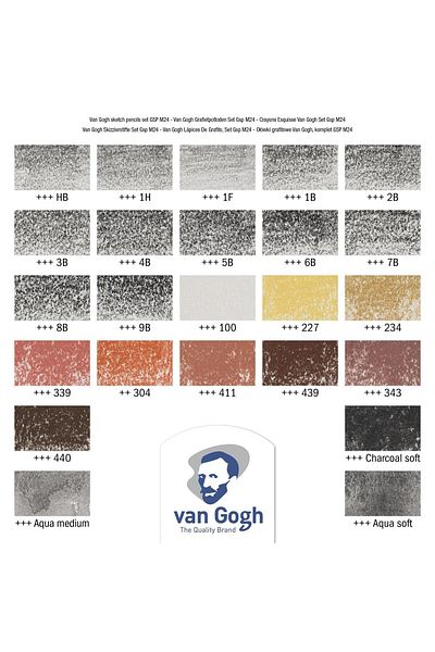 Van Gogh مجموعة رسم مكونة من 24 قطعة (متدرجة وعتيقة)