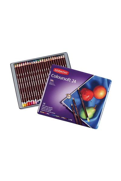 Derwent Coloursoft Pencils Soft Dry Colour Pencil 24 Pieces Tin Box