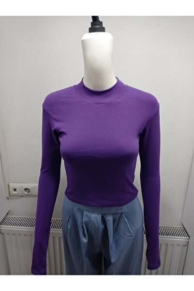 MADAM SHİLA Темно-синій бавовняний боді з високим коміром, довгими рукавами та напіврибальським коміром