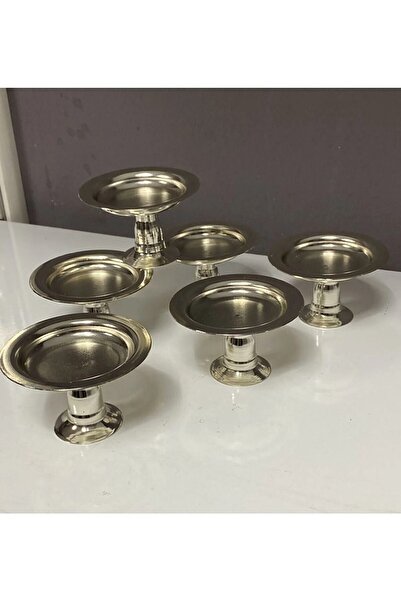 Genel Markalar Metal Gümüş Renk 6 Li Makaronluk Kahve Yanı Sunumluk Lux