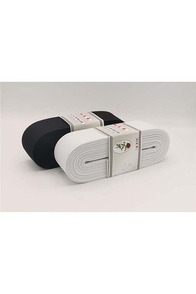 öz-iş Alb Argintiu 6 Cm Elastic Rose Țesătură Dura - 10 m