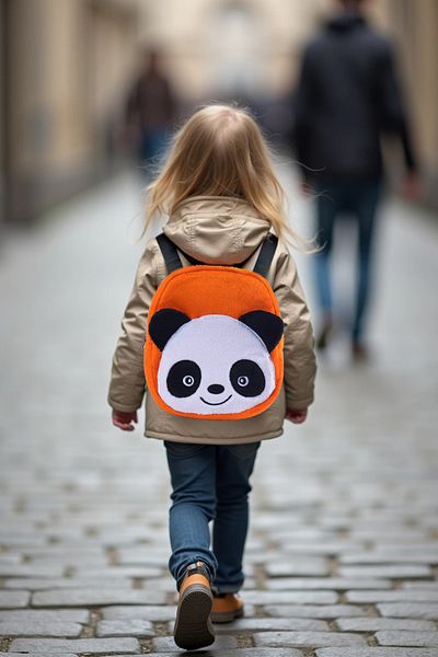 KidHug Premium Panda Embroidery Bag for 0-8 Years Old Boys and Girls - Horse Feather Fabric