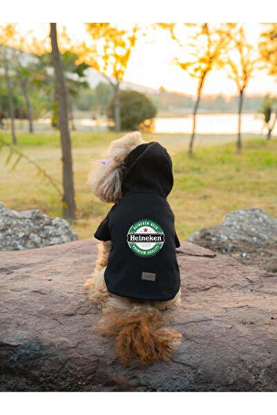 Buddy Store سويت شيرت أسود مطبوع عليه قطة وكلب من Heineken - ملابس