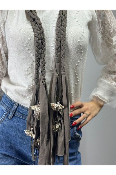 Gönülden Tasarım 200 cm Smoked Color Chain Floral Print Women's Scarf Shawl