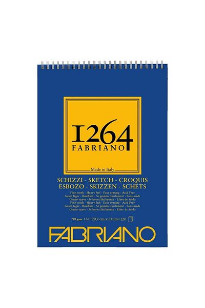 Fabriano Schizzi 1264 A4 - 90Gr F-1264 Sketchbook - Top Spiral and Microperforated