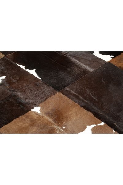 Dericibey Karamel Rengi Doğal Dana Derisi Patchwork Halı