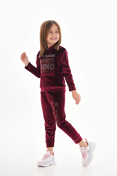 ROBA KIDS Costum brodat cu glugă din catifea pentru fete - RB-755