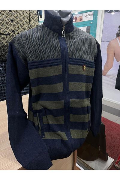 TCR Men's Knitwear Zippered Pocket Patterned Cardigan