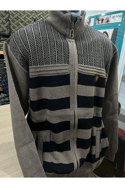TCR Men's Knitwear Zippered Pocket Patterned Cardigan