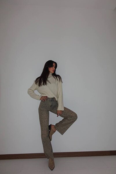 Gallogi "SHINY GLITTER" Parıltılı Leopar Desenli Jean