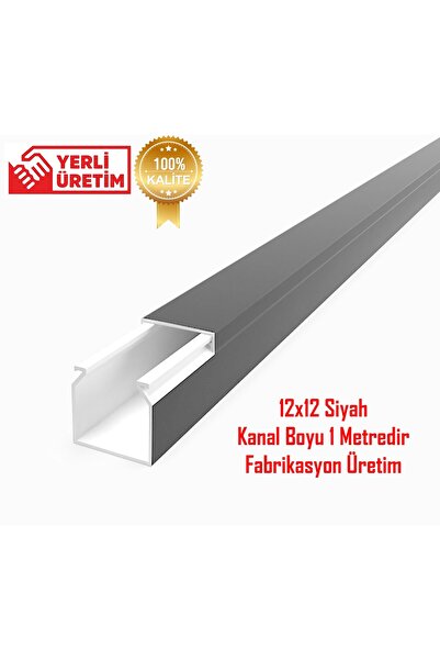 YTE Extra Kendinden Yapışkanlı Siyah Kablo Kanalı 12x12 1 Metre
