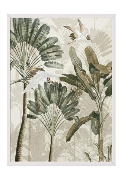 Postifull Cranes in the Rainforest Çerçeveli Tablo, Dikey Duvar Tablosu Comfo...