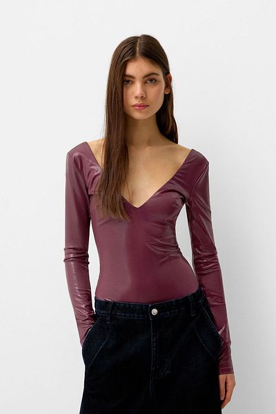 Bershka Long sleeve V-neck bodysuit